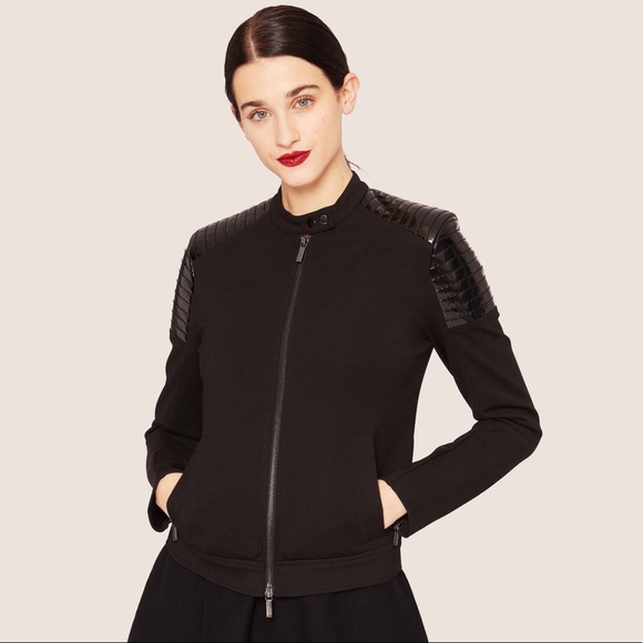 ARMANI EXCHANGE CHANNEL-QUILTED PATENT MOTO JACKET - Picture 3 of 8